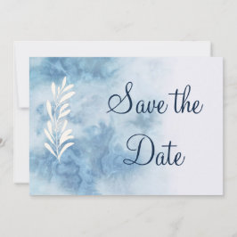 Dusty Blue Winter Script Calligraphy Save the Date Spara Datumet