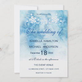 Dusty Blue Winter Script Calligraphy Watercolor Inbjudningar