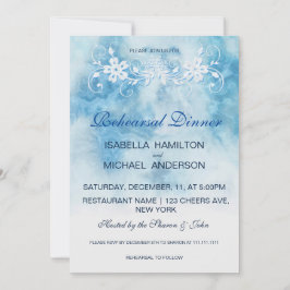 Dusty Blue Winter Script Calligraphy Watercolor Inbjudningar