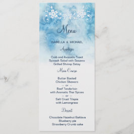 Dusty Blue Winter Script Calligraphy Watercolor Meny