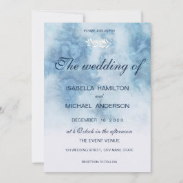 Dusty Blue Winter Script Calligraphy White Gren Inbjudningar