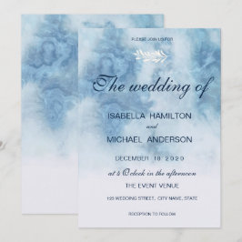 Dusty Blue Winter Script Calligraphy White Gren Inbjudningar