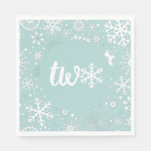 Dusty Blue Winter Second Birthday Snowflake Pappersservett