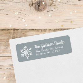 Dusty Blue Winter Snowflake Helgdag Adress Returadress Etikett