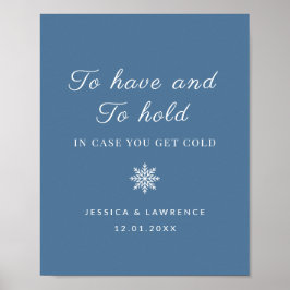Dusty Blue Winter Wedwallets for Guests Sign Poster