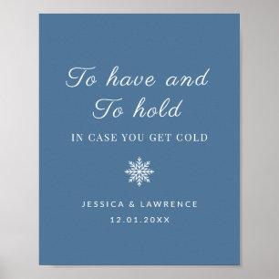 Dusty Blue Winter Wedwallets for Guests Sign Poster