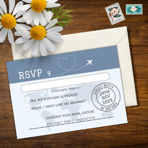 Dusty Blue World Map Destination Wedding OSA kort