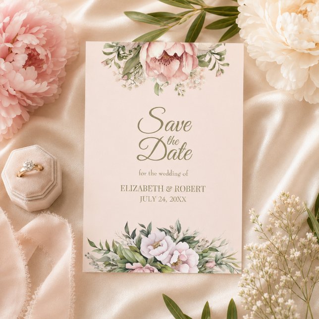 Dusty Blush Peony Spara datumet (Dusty Blush Peony Save the Date)
