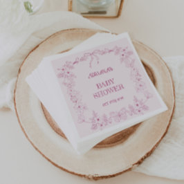 Dusty Blush Rosa Flicka Bebis Badrums Toile Blommi Pappersservett
