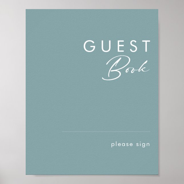 Dusty Boho | Blå gästboksskrivare Poster (Framsidan)