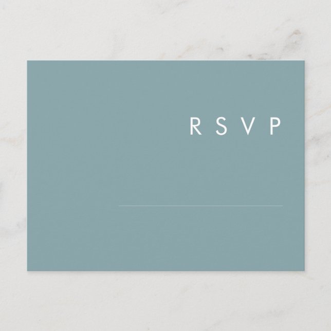 Dusty Boho | Blå och grön bröllops-RSVP-kort Vykort (Framsida)