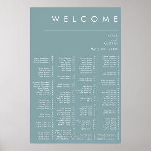 Dusty Boho Blått alfabetiskt sittningsschema Poster