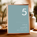 Dusty Boho | Blått Bordsnummer<br><div class="desc">Dusty Boho | Blått bordsnummer är perfekt för din färgstarka, rustiska boho bröllop. Dess enkla, unika moderna utformning tillsammans med ett contemporary minimalistiskt skript och dammigt blått färg-palett ge denna chic känns som en klassisk bohemisk. Behålla den som den är eller välj att anpassa den med teckningar eller bilder som...</div>