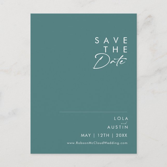 Dusty Boho | Grön Save the Date Inbjudan Vykort (Framsida)