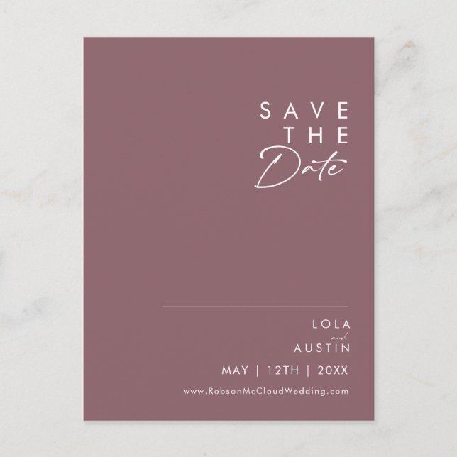 Dusty Boho | Lila Save The Date Brevkort Inbjudan Vykort (Framsida)