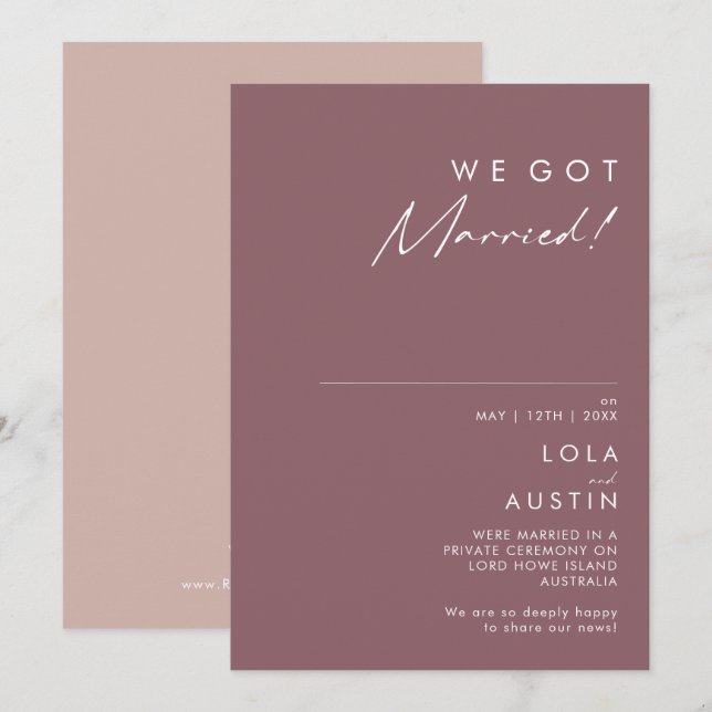 Dusty Boho | Meddelande om Lila och Ro Inbjudningar (Fram/baksida)