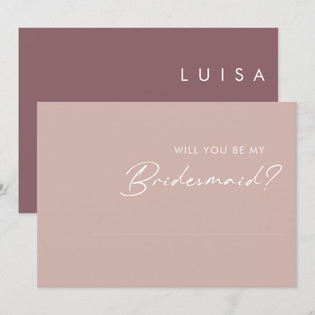 Dusty Boho Ro & Lila bridesmaid frieri kort (Fram/baksida)