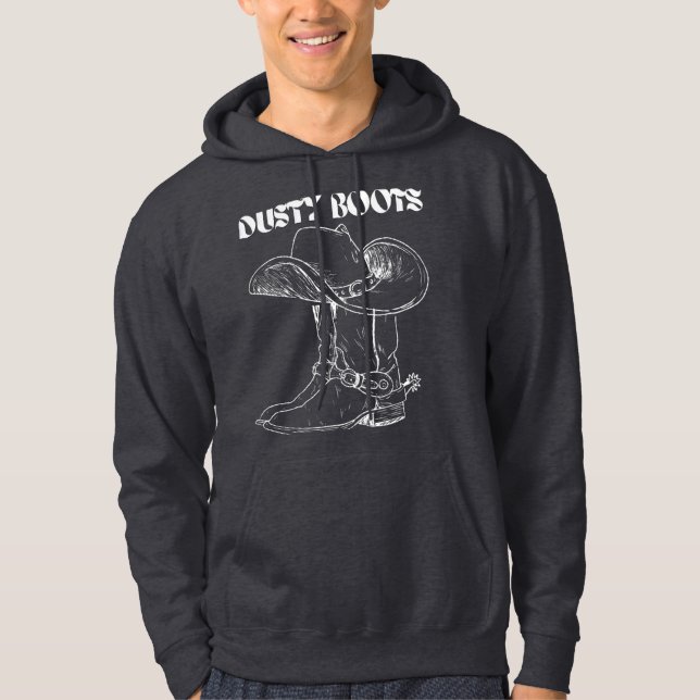 Dusty Boots CowboyWesterna Boots Hat Hoodie (Framsida)