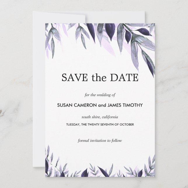 Dusty Botanical Blommigt Bröllop spara datum Card Datumet (Framsida)