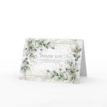 Dusty Botanical Greenery Guld Marble Tack