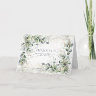 Dusty Botanical Greenery Guld Marble Tack Kort