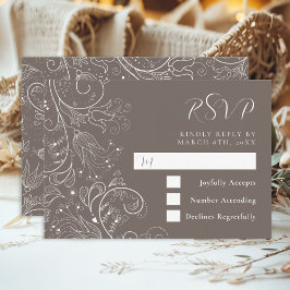 Dusty Brown Elegant Blommigt Bröllop OSA Kort