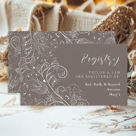 Dusty Brown Elegant Blommigt Bröllop Registry Tilläggskort