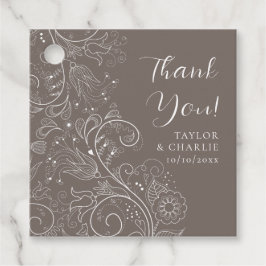 Dusty Brown Elegant Blommigt Bröllop Tack Gåvor Etiketter