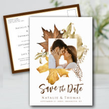 Dusty Brown Höst löv sjunker i Kärlek Bröllop