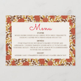 Dusty Brunt Orange Peony Flowers Fall Wedding Meny