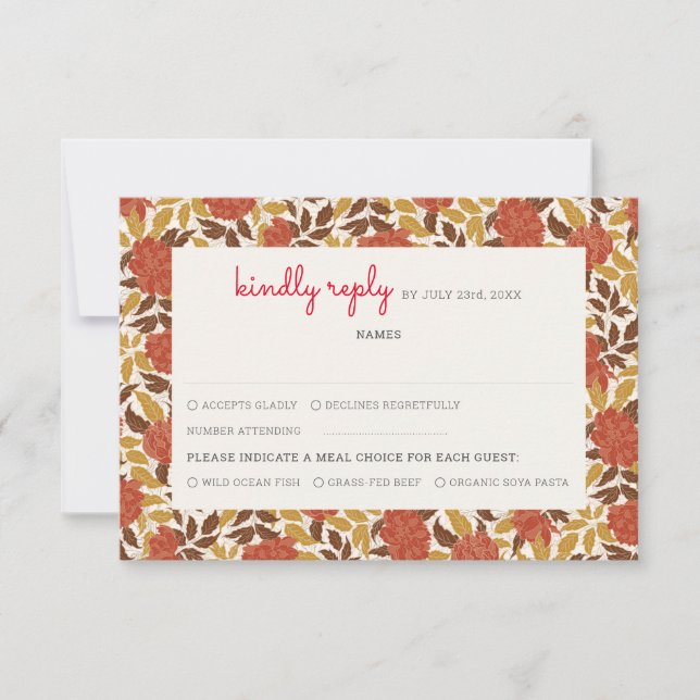 Dusty Brunt Orange Peony Flowers Fall Wedding OSA Kort (Framsida)