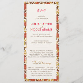 Dusty Brunt Orange Peony Flowers Fall Wedding Program