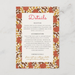Dusty Brunt Orange Peony Flowers Fall Wedding Tilläggskort