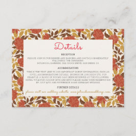 Dusty Brunt Orange Peony Flowers Fall Wedding Tilläggskort