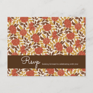 Dusty Brunt Orange Peony Flowers Fall Wedding Vykort