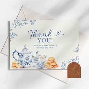 Dusty Bue Chinoiserie Baby Shower Tea Party Tack Kort