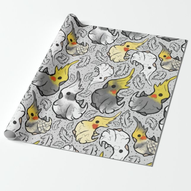 Dusty Cockatiels Wrapping Papprare Presentpapper (Utrullad)