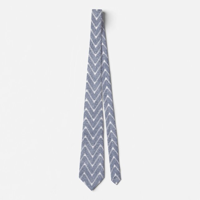 Dusty Denim Blue Small Chevron Mönster Slips (Framsida)