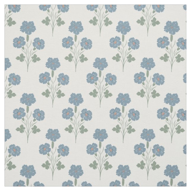 Dusty Denim & Peach Coastal Botanisk Tyg (Provkarta)