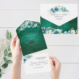 Dusty Emerald Grönt White Blommigt Bröllop