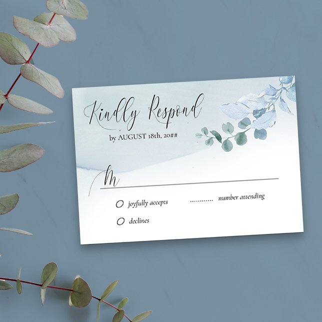 Dusty Eucalyptus Elegant Foliage Simple Bröllop OSA Kort (Response Card with editable reply date)