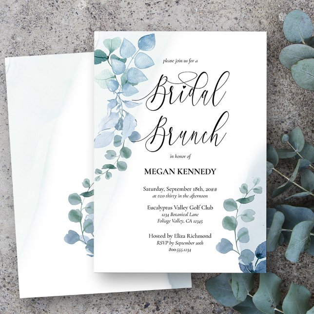 Dusty Eucalyptus Elegant Greenery Möhippa Brunch Inbjudningar (Bridal Brunch Invitation from my Dusty Eucalyptus Wedding Collection)