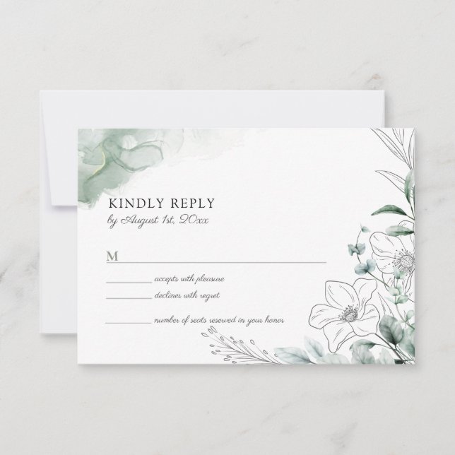 Dusty Eucalyptus Greenery Bröllop OSA Card (Framsida)