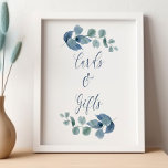 Dusty Eucalyptus Watercolor Greenery Cards & Gifts Poster<br><div class="desc">Eucalyptus-kort och presentkort med elegantens calligrafi och eucaluptus löv. Enkelt underskattad botanisk utformning med vattenfärgad löv och grön i dammig blå grått-grönt. Perfekt för eukalyptus och botaniskt gröntema bröllop,  möhippa,  babydusch osv. Bläddra i min butik - dammig eukalyptus-samling - för matchande artiklar.</div>
