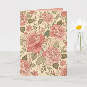 Dusty Floral Muse - Dammtrosa Salvia Batik Stil Kort