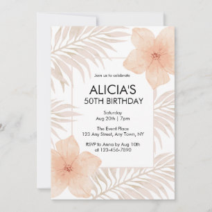 Dusty Flower Dry Handflatan Löv Boho Birthday Inbjudningar