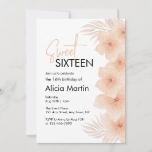 Dusty Flower Dry Handflatan Löv Boho Sweet 16 Inbjudningar