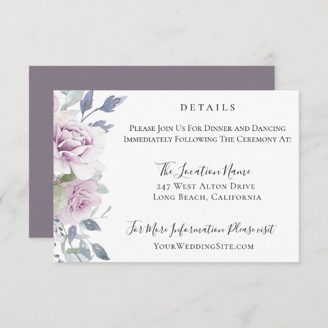 Dusty Garden Blommig Bröllopsdetalj Inbjudningar (Fram/baksida)