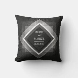 Dusty Geometric Overlay Elegant Black Bröllop Kudde