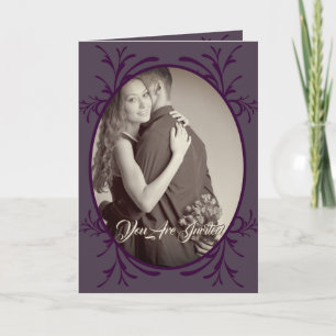 Dusty Grape Lila Vintage Flowers Foto Bi-fold Inbjudan